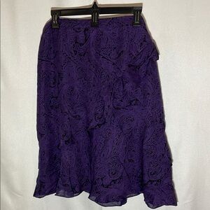 MICHAEL Michael Kors Purple Paisley Silk Skirt with Ruffles